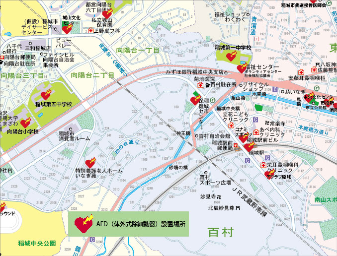 百村地区のAEDマップ