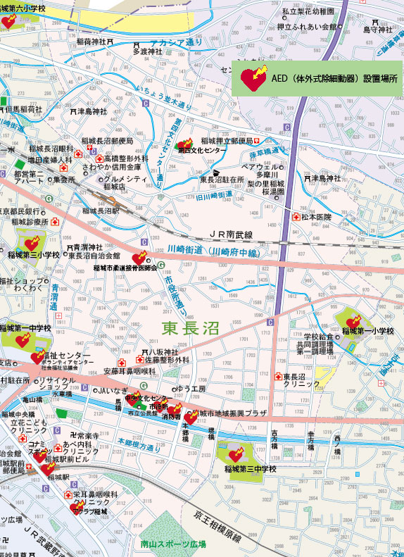 東長沼地区のAEDマップ
